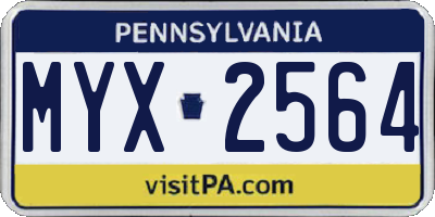 PA license plate MYX2564