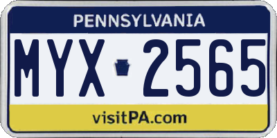 PA license plate MYX2565
