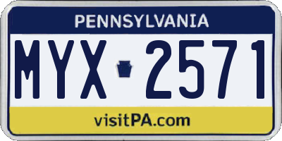 PA license plate MYX2571