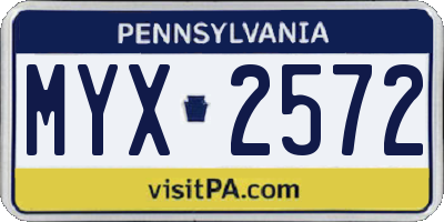 PA license plate MYX2572