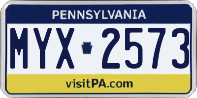 PA license plate MYX2573