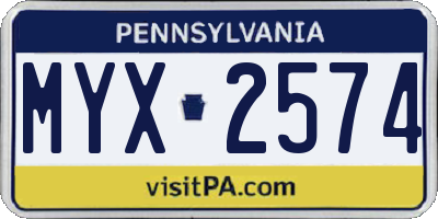 PA license plate MYX2574