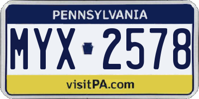 PA license plate MYX2578