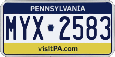 PA license plate MYX2583