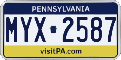 PA license plate MYX2587