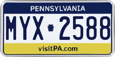 PA license plate MYX2588