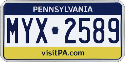 PA license plate MYX2589