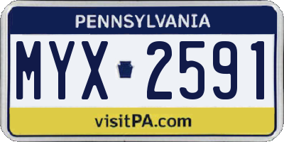 PA license plate MYX2591