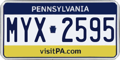 PA license plate MYX2595