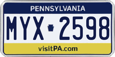 PA license plate MYX2598
