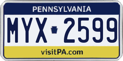 PA license plate MYX2599
