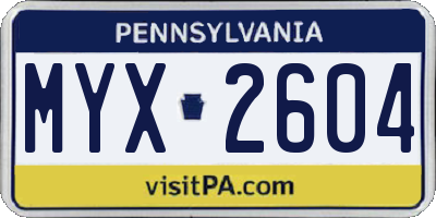 PA license plate MYX2604