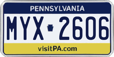PA license plate MYX2606