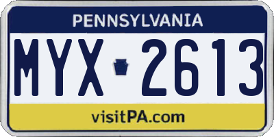 PA license plate MYX2613