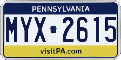 PA license plate MYX2615