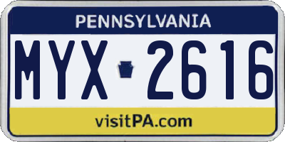 PA license plate MYX2616