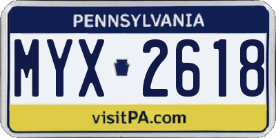 PA license plate MYX2618