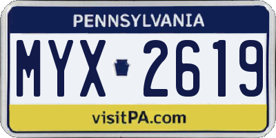 PA license plate MYX2619