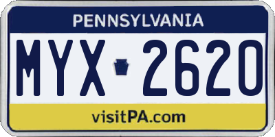 PA license plate MYX2620