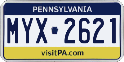 PA license plate MYX2621