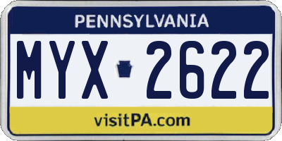 PA license plate MYX2622