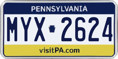 PA license plate MYX2624