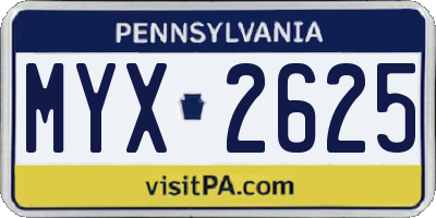 PA license plate MYX2625