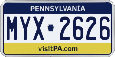 PA license plate MYX2626