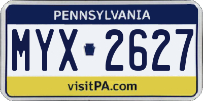 PA license plate MYX2627