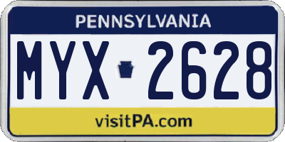 PA license plate MYX2628