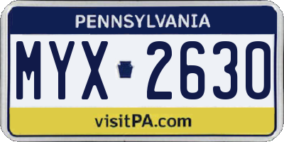 PA license plate MYX2630