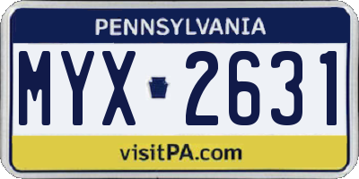 PA license plate MYX2631