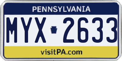 PA license plate MYX2633