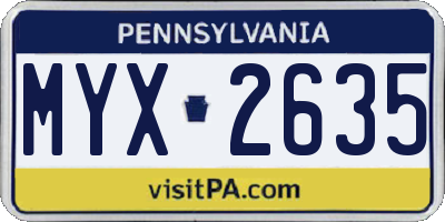 PA license plate MYX2635
