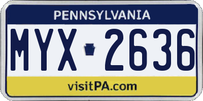 PA license plate MYX2636