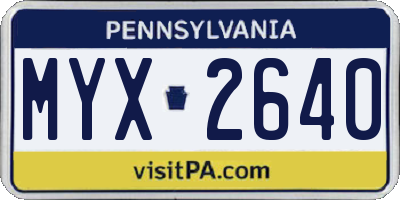 PA license plate MYX2640