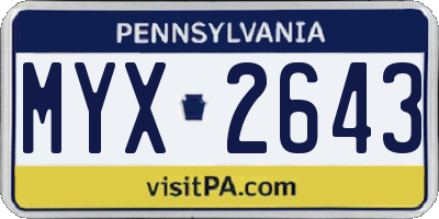 PA license plate MYX2643