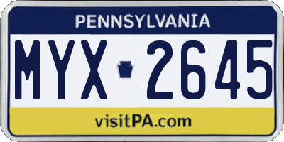 PA license plate MYX2645