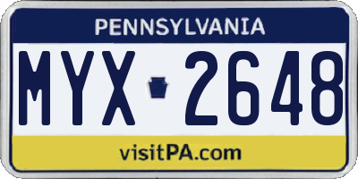 PA license plate MYX2648