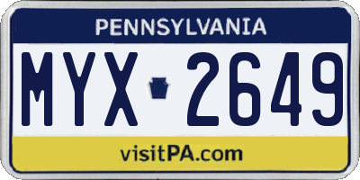 PA license plate MYX2649
