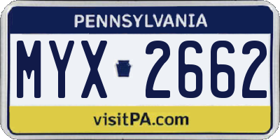 PA license plate MYX2662
