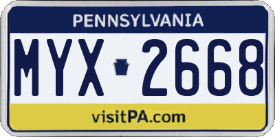 PA license plate MYX2668
