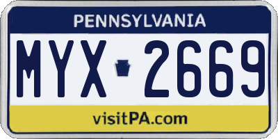PA license plate MYX2669