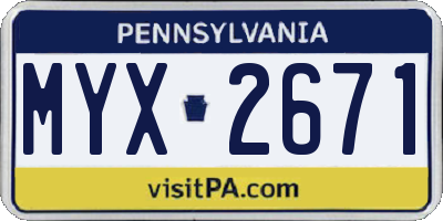 PA license plate MYX2671