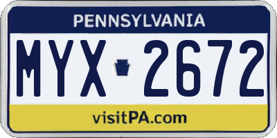 PA license plate MYX2672