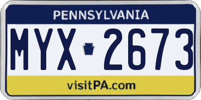 PA license plate MYX2673