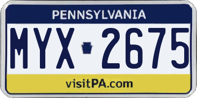 PA license plate MYX2675