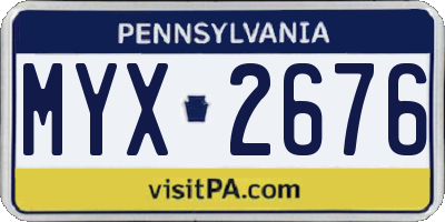 PA license plate MYX2676