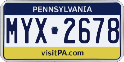 PA license plate MYX2678
