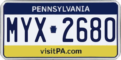 PA license plate MYX2680
